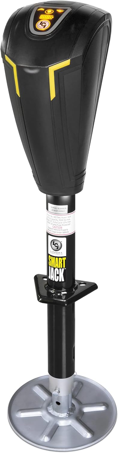 Black Lippert Smart Jack 643589 Electric Tongue Jack - Full View | United RV Parts