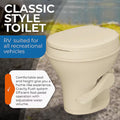 Bone Plastic RV Toilet - Side Profile Foot Pedal Detail | United RV Parts