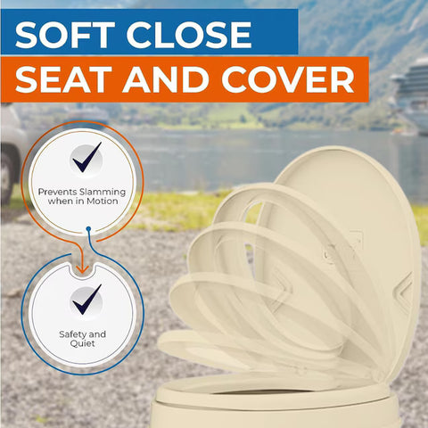 Bone Plastic RV Toilet - Soft Close Seat Detail Seaflo | United RV Parts
