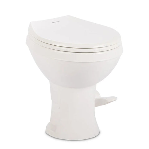White Dometic 400 RV Toilet - Side Profile View | United RV Parts