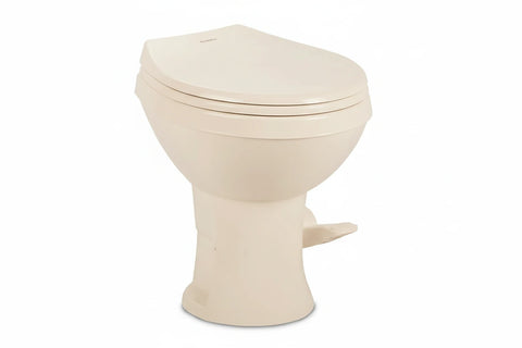 Bone Plastic Dometic 400 RV Toilet High Profile - 3/4 Angle View | United RV Parts