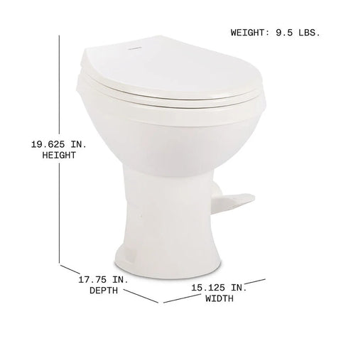 White Dometic 400 RV Toilet Dimensions - 19.625 Height Product Specs | United RV Parts