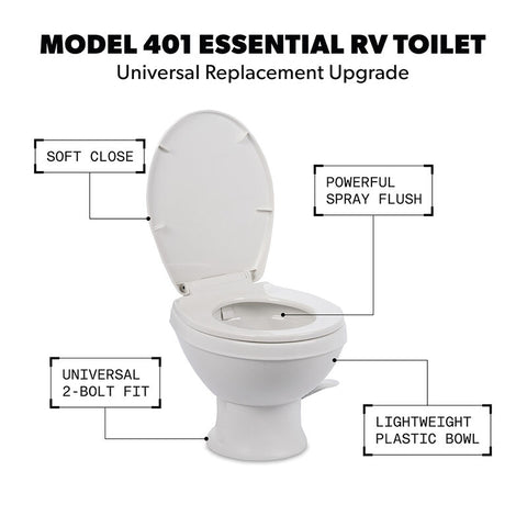 Dometic 401 RV Toilet Features Diagram - Product Overview | United RV Parts