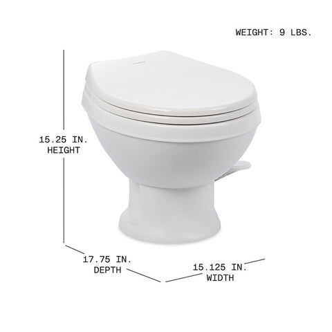 White Dometic 401 RV Toilet Dimensions Diagram - Technical Specs | United RV Parts