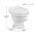 White Dometic 411 RV Toilet 9610008263 - Dimensions Diagram 15.25in H x 17.625in D x 15in W | United RV Parts