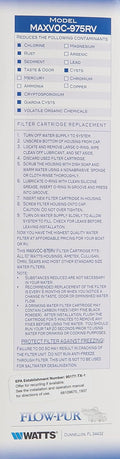 MAXVOC-975RV Water Filter Installation Instructions - Package Back Panel | United RV Parts