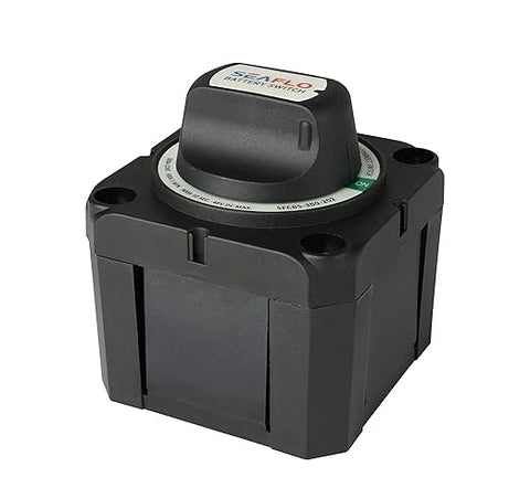 Black Seaflo SFCBS-300-202 RV Battery Disconnect Switch - Front Angle View | United RV Parts