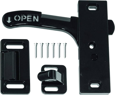 Black RV Designer E287 Screen Door Latch with Mounting Hardware - Complete Kit | United RV Parts