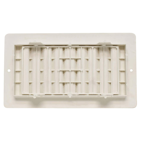 White Plastic 4x8 Floor Register with Damper - Back Detail Showing Louver Mechanism | United RV Parts