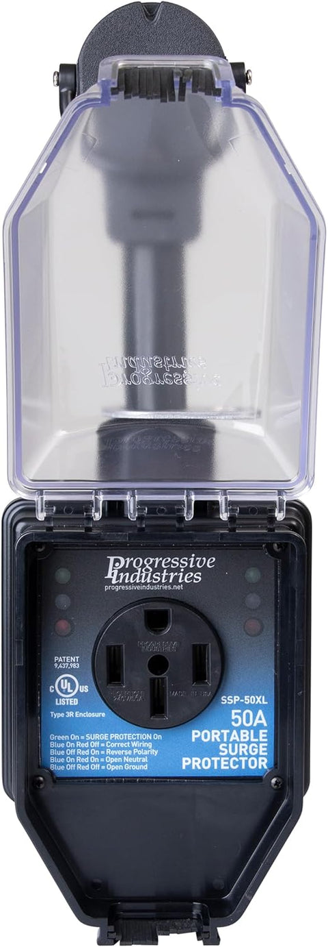 Progressive Industries SSP-50XL 50 Amp RV Surge Protector with Clear Cover - Front View | United RV Parts