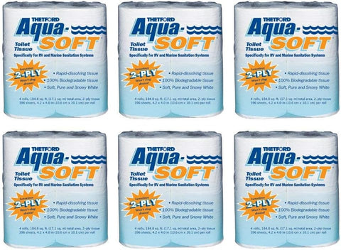 Thetford Aqua-Soft 2-Ply RV Toilet Tissue 6-Pack - Front View | United RV Parts