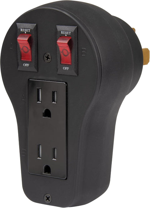 Black Marinco CBA-5015 50A to 15A Adapter - Side Profile View | United RV Parts