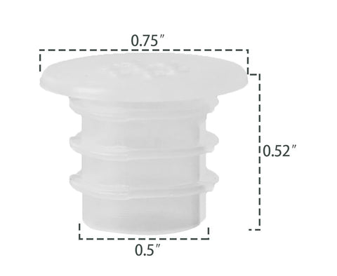 White RV Designer E378 Drain Hose Plug - Side View with Dimensions | United RV Parts
