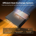 Fogatti RV Furnace Efficient Heat Exchange System Infographic - 260 CFM Direct Drive Fan Detail | United RV Parts