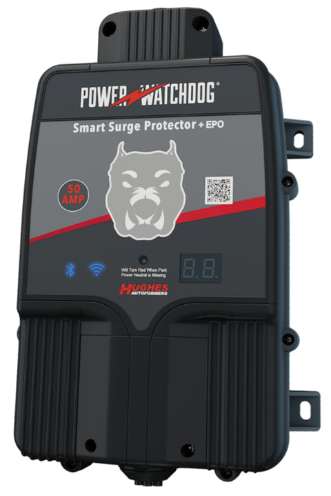 Black Hughes Power Watchdog 50 Amp Smart Surge Protector - Front View | United RV Parts