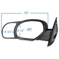 K-Source 80900 Towing Mirror Dimensions - 19 Inch Width | United RV Parts