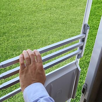 Hand Using White RV Screen Door Push Bar - In Use Detail | United RV Parts