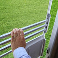RV Screen Door Push Bar - Hand Pushing White Bars on Screen Door | United RV Parts