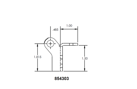 BAL 854303 Roller Specifications Drawing - Side Profile | United RV Parts