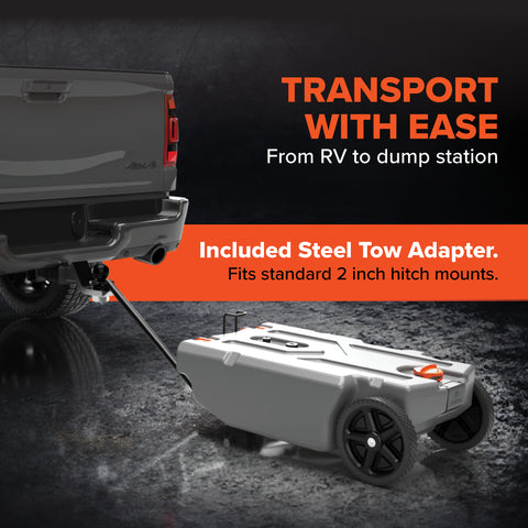 Camco Rhino Tote Tank Being Towed by Vehicle - Transport Scene | United RV Parts