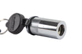 Fastway Receiver Lock Chrome Knurled Lock Cylinder with Key and Cap Open - Close-Up | United RV Parts