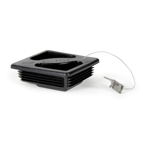 Black Camco Bumper Cap 40324 Side Profile with Cable | United RV Parts
