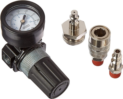 Viair 90145 RV Winterization Kit pressure regulator with NPT quick connect studs and coupler - Angled View | United RV Parts