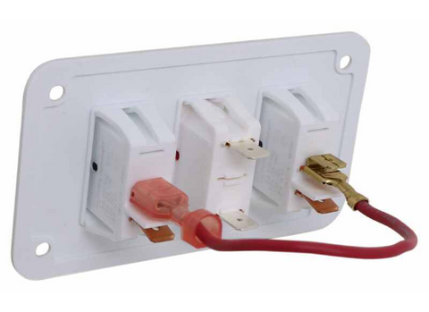 White Dometic Water Heater Switch with Wiring Connections - Back View | United RV Parts