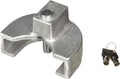 Silver Cast Aluminum Trailer Coupler Lock with Keys - Front View | United RV Parts