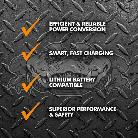 POWERMAX 45 Amp Converter Features - Diamond Plate Background | United RV Parts