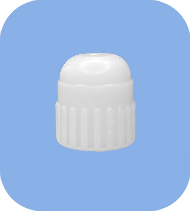 White Plastic Flair-It 3/8" Pipe Cap Fitting - Top Front View | United RV Parts