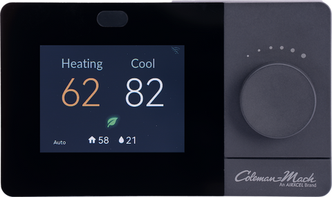 Black Coleman WiFi Wall Thermostat 9420-391 Main Display - Front View | United RV Parts