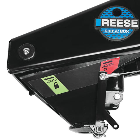 Black Steel Reese 94920 Fifth Wheel Gooseneck Coupler - Lock Labels Detail | United RV Parts