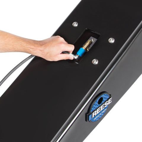 Black Steel Reese 94920 Fifth Wheel Gooseneck Coupler - Air Connection In Use | United RV Parts