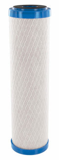 White Carbon Block Water Filter Cartridge with Blue Caps - Side View | United RV Parts