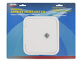 White Valterra Universal Gravity Inlet Hatch A01-2002VP - Front Packaging View | United RV Parts