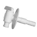 White Plastic Universal Drain Valve with Barbed Connection - Side View | United RV Parts