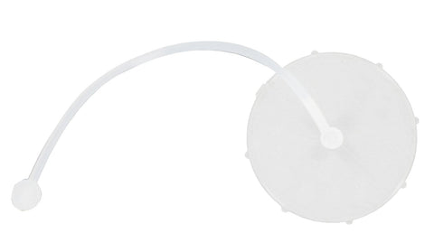White Plastic RV Water Inlet Cap with Tether - Side View | United RV Parts
