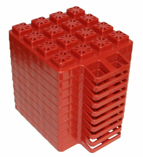 Red Plastic RV Leveling Stackers - Interlocking Blocks Side View | United RV Parts