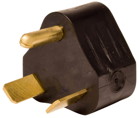 Black PVC RV Power Adapter 30A Male Plug - Back View | United RV Parts