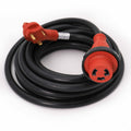 Valterra 30 Amp RV Detachable Power Cord A10-3025ED Coiled 25-Foot Black Cable - 3/4 Angle View | United RV Parts