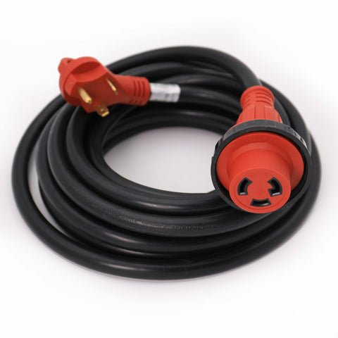 Valterra 30 Amp RV Detachable Power Cord A10-3025ED Coiled 25-Foot Black Cable - 3/4 Angle View | United RV Parts