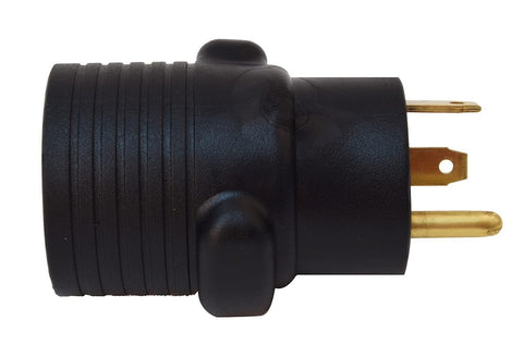 Black Valterra 50 Amp to 30 Amp RV Adapter Plug A10-3050A Male End - Side Profile | United RV Parts