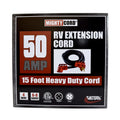 Valterra Mighty Cord 50 Amp RV Extension Cord A10-5015EH 15-Foot Packaging - Front View | United RV Parts
