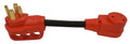Red Valterra 50A Male to 30A Female RV Power Cord Dogbone Adapter - Side View | United RV Parts