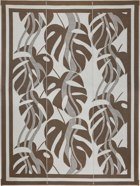 Faulkner Sahara 9x18 Brown White Reversible Outdoor Patio Mat - Full Top View | United RV Parts