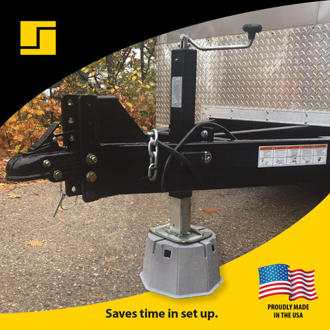 Stromberg Carlson Base Pad Extreme Under RV Tongue Jack - In-Use Lifestyle View | United RV Parts
