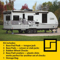 White Travel Trailer with Stabilizing Kit - Side View Campground Setup | United RV Parts