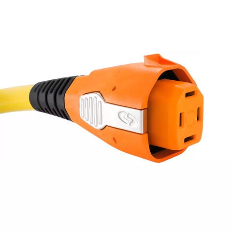 Orange SmartPlug 50 Amp RV Power Connector on Yellow Cord - Close-Up Detail | United RV Parts