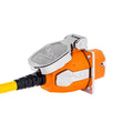 Orange SmartPlug 30 Amp Connector Locked into Stainless Inlet - Plug-In Side Angle | United RV Parts